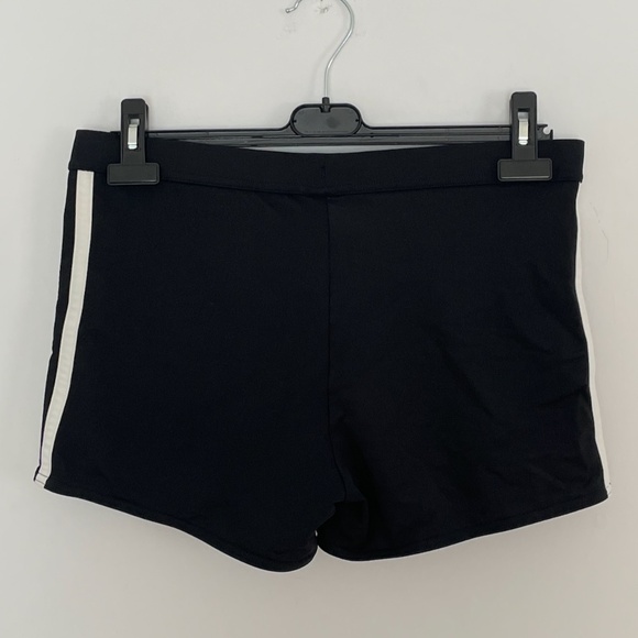 NWOT Speedo Elastic Black with White Stripes Swim Trunks Size XL - Picture 3 of 4